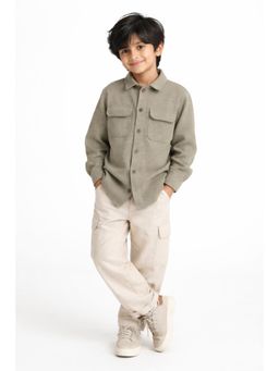 Tales & Stories - Boys Olive Solid Full Sleeves Shirt