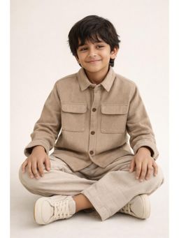 Tales & Stories - Boys Brown Solid Full Sleeves Shirt