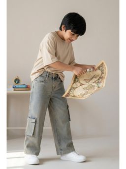 Tales & Stories - Boys Black with Khakhi Tint Denim Jeans