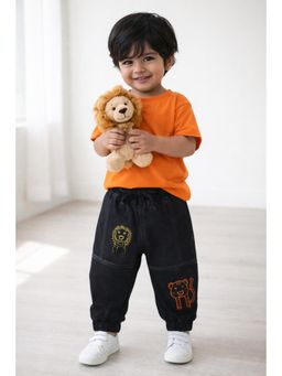 Tales & Stories - Boys Black Embroidered Jogger