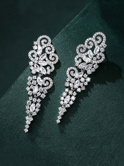 Yellow Chimes - Silver-Plated White Contemporary Drop Earrings