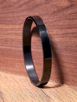 Yellow Chimes - Men Black Stainless Steel Kada Bracelet