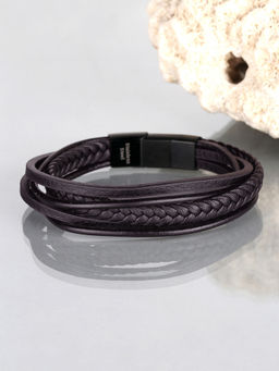 Yellow Chimes - Men Brown Leather Wraparound Bracelet