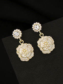 Yellow Chimes - White Contemporary Drop Earrings