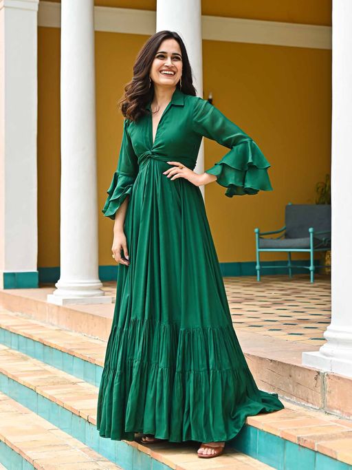 slim fit dress slacks Green and White Printed Dress | Harmony Hues main image 0