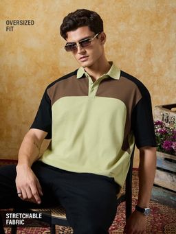 The Souled Store - Men Toasted Lemon Green Oversized Polo T-shirt