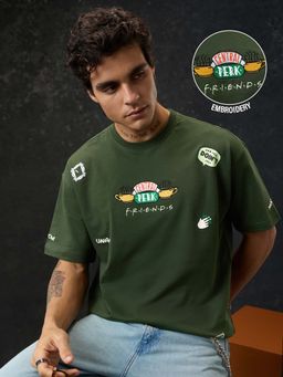 The Souled Store - Men Olive Official Friends Central Perk Oversized T-shirt