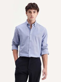 Rare Rabbit - Men Blue Regular Fit Solid Shirt