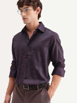 Rare Rabbit - Men Purple Regular Fit Jacquard Paisley Printed Shirt