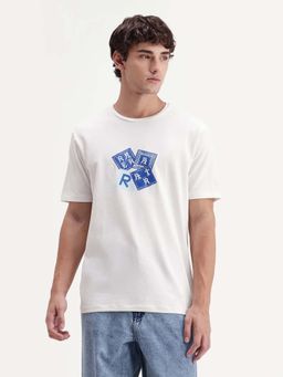 Rare Rabbit - Men White Cotton Blend Regular Fit Graphic Printed T-shirt