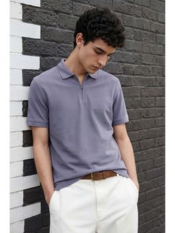Snitch - Men Blue Solid Half Sleeves Casual Polo T-shirt