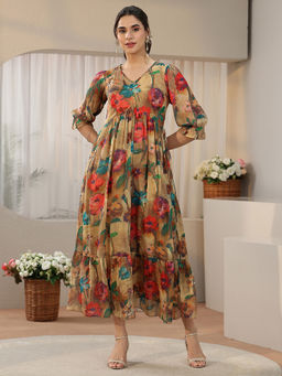 Libas - Multi-Color Floral Printed A-Line Dress
