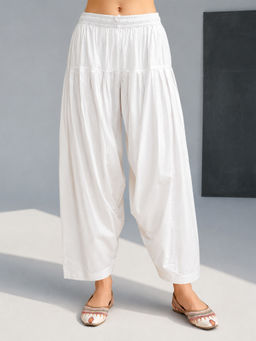 Vastramay - Women White Viscose Solid Salwar