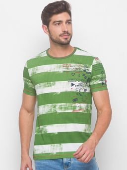 Being Human - Men Stripes Green T-Shirt