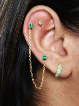 ANUSHKA JAIN JEWELLERY - Emerald Drop Ear Chain