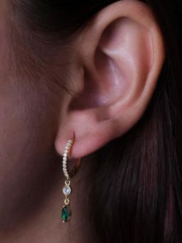 ANUSHKA JAIN JEWELLERY - Diamond Hoop Emerald Huggie