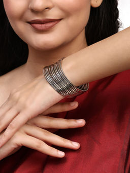 Anika's Creations - Ethnic Traditional Silver Classic Bangle Set For Women (Set of 12)