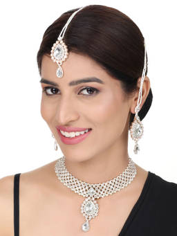 Anika's Creations - The Brass White Jewellery Set - Timeless Beauty And Classic Charm