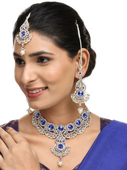 Anika's Creations - Brass Blue Jewellery Set - Elegance In Serene Blue Hues