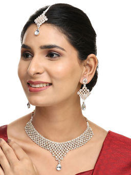 Anika's Creations - Brass White Jewellery Set - Pure Elegance In Timeless White