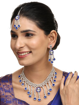 Anika's Creations - Brass Blue Jewellery Set - Timeless Elegance In Serene Blue