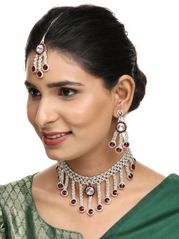 Anika's Creations - Brass Maroon Jewellery Set - Timeless Elegance In Rich Maroon