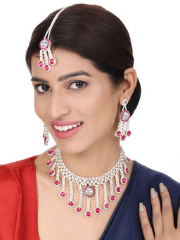 Anika's Creations - Brass Pink Jewellery Set - Timeless Elegance In Blushing Pink