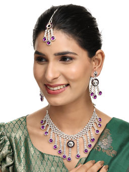 Anika's Creations - Brass Purple Jewellery Set - Timeless Elegance In Regal Purple