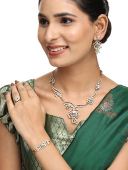 Anika's Creations - Brass White Jewellery Set - Timeless Adornments In Pure White