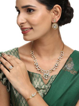 Anika's Creations - Pure Elegance: Brass White Jewellery Set