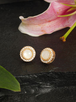 Zaveri Pearls - Gold Tone Stone Austrian Diamonds Minimal Studs Earrings