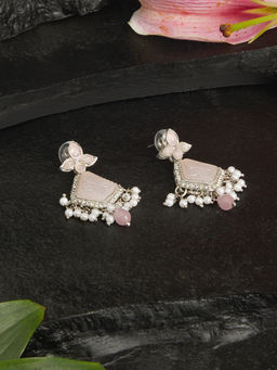 Zaveri Pearls - Pink Stones Austrian Diamonds Silver Plating Drop Earring