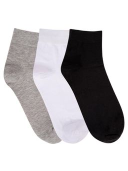 NEXT2SKIN - Mens Cotton Ankle Socks Seamless Socks - Pack of 3 (Black:White:Melange Grey)