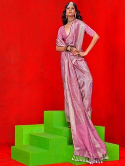 Akhilam - Womens Viscose Mauve Saree with Unstitched Blouse