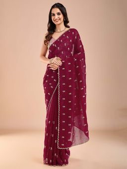 Akhilam - Womens Tissue Embellished Saree with Unstitched Blouse