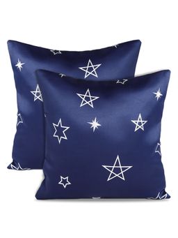Encasa Homes - Satin Silver Star Foil Cushion Covers (20x20 inches) Pack of 2