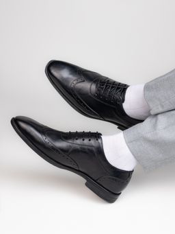Alberto Torresi - Curst Leather Black Formal Brogues