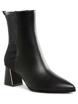 London Rag - Mesh Detail Pointy Ankle Black Casual Boots