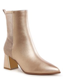 London Rag - Mesh Detail Pointy Ankle Gold Casual Boots
