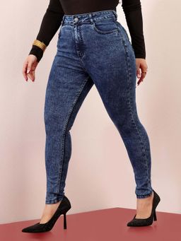 Miss Chase - A+ Curve Collection Plus Size Women's Blue Skinny-Fit Denim Jeans