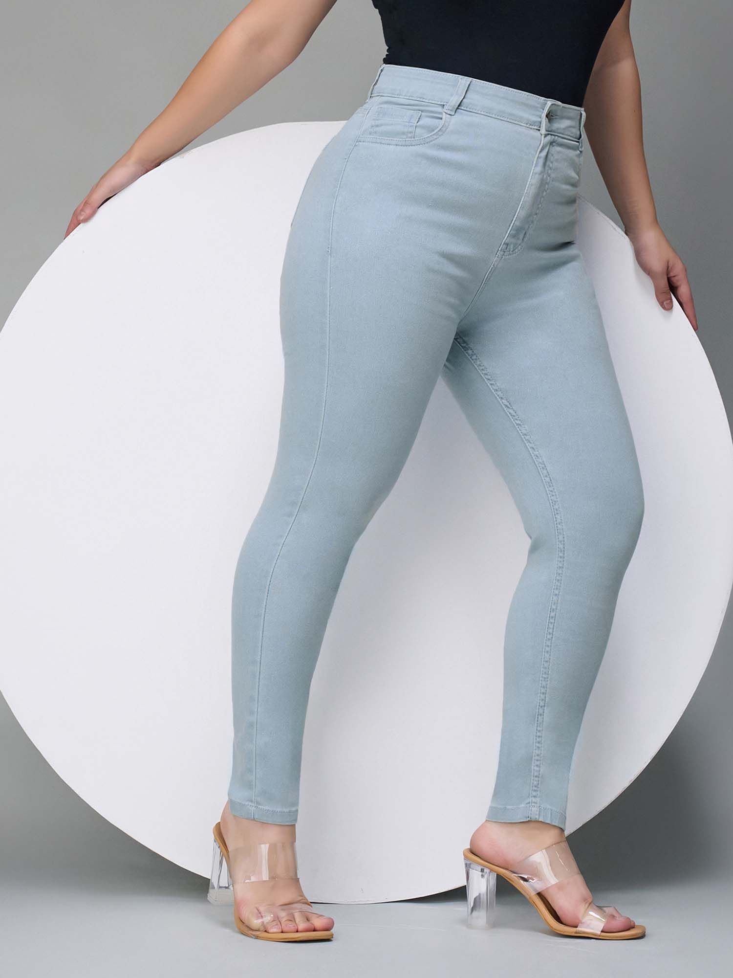 miss chase A+ Curve Collection Plus Size Women's Light Blue Skinny Denim Jeans-picture-11
