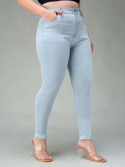 Miss Chase - A+ Curve Collection Plus Size Women's Light Blue Skinny Denim Jeans