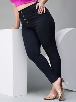 Miss Chase - A+ Curve Collection Plus Size Women's Black Skinny Fit Denim Jeans