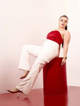 Miss Chase - A+ Curve Collection Plus Size Women's White Wide-Leg Denim Jeans