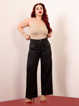 Miss Chase - A+ Curve Collection Plus Size Women's Black Solid Relaxed Fit Jeans
