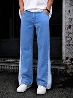 Bene Kleed - Men'S Wide Leg Washed Denim Jeans