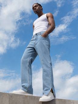 Bene Kleed - Men Relaxed Fit Blue Slit Jeans