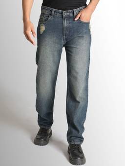 Bene Kleed - Men Relaxed Fit Pocket Distress Tinted Jeans