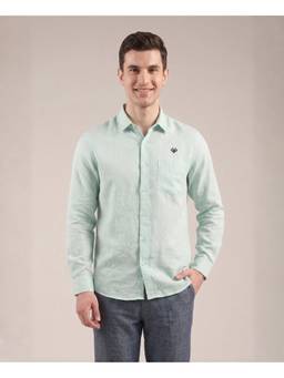 LINENWEAR - Men'S Regular Fit Solid Blue Shirt