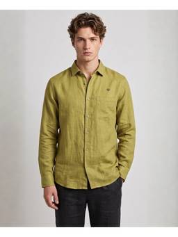 LINENWEAR - Men'S Regular Fit Solid Olive Shirt